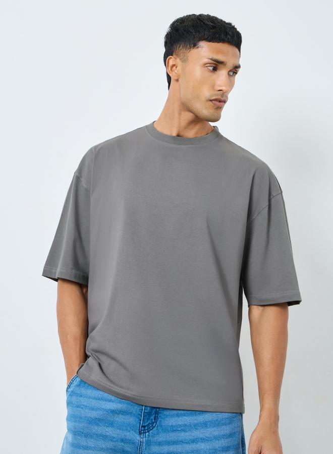 Styli Men Monochrome Boxy Fit Cotton T-Shirt - Image 2